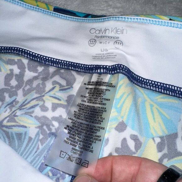 Calvin Klein Performance Womens Large Athletic Leggings Blue Green Abstract EUC - Picture 6 of 9